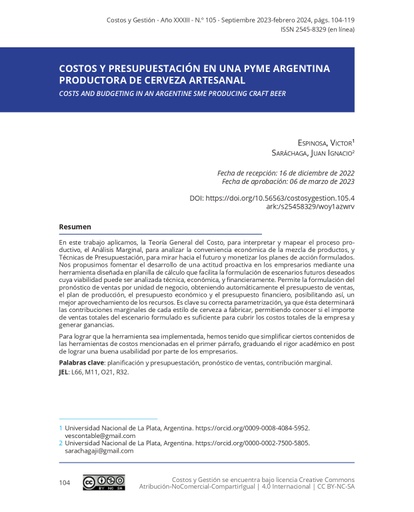 Costos y presupuestación en una PyME argentina productora de cerveza artesanal