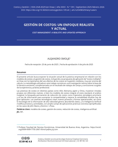 Gestión de costos: un enfoque realista y actual