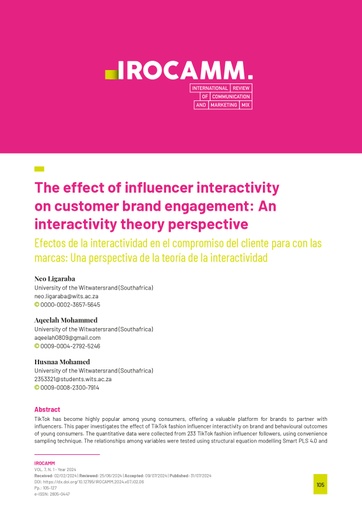 Efectos de la interactividad en el compromiso del cliente para con las marcas: Una perspectiva de la teoría de la interactividad