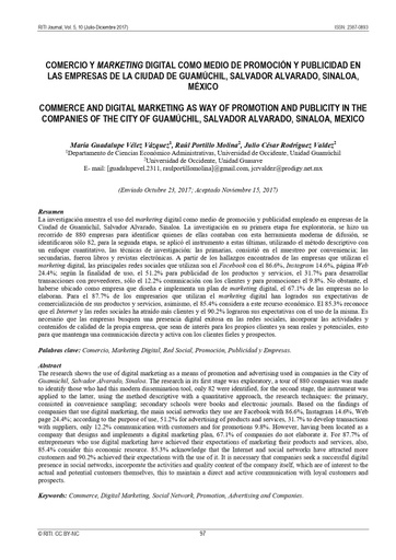 COMERCIO Y MARKETING DIGITAL COMO MEDIO DE PROMOCIÓN Y PUBLICIDAD EN LAS EMPRESAS DE LA CIUDAD DE GUAMÚCHIL, SALVADOR ALVARADO, SINALOA, MÉXICO