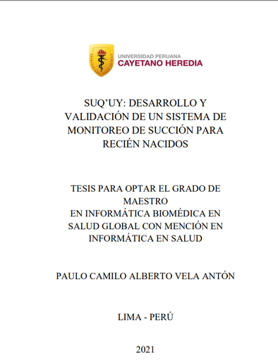 Suq'uy: desarrollo y validación de un sistema de monitoreo de succión para recién nacidos