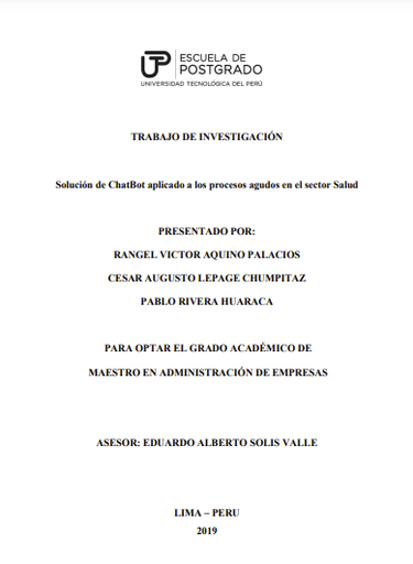 Solución de ChatBot aplicado a los procesos agudos en el sector salud