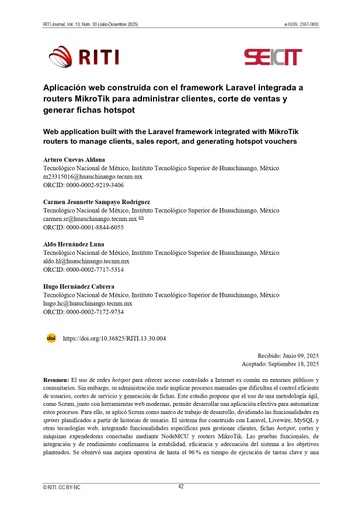 Aplicación web construida con el framework Laravel integrada a routers MikroTik para administrar clientes, corte de ventas y generar fichas hotspot