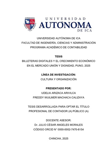 Billeteras digitales y el crecimiento económico en el mercado unión y dignidad, Puno, 2025