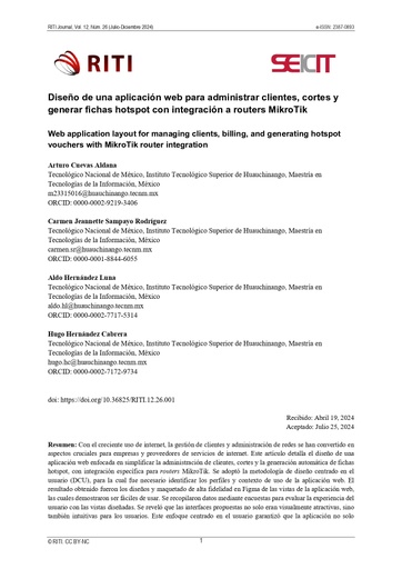 Diseño de una aplicación web para administrar clientes, cortes y generar fichas hotspot con integración a routers MikroTik