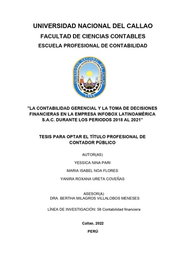 La contabilidad gerencial y la toma de decisiones financieras en la Empresa Infobox Latinoamérica S.A.C. durante los periodos 2018 al 2021