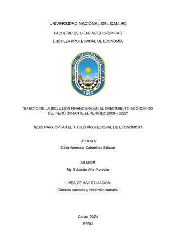 Efecto de la inclusión financiera en el crecimiento económico del Perú durante el periodo 2008 – 2022