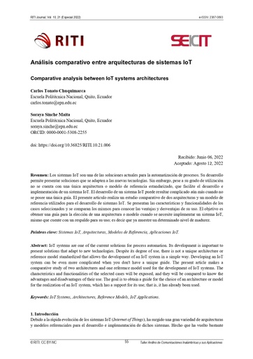 Análisis comparativo entre arquitecturas de sistemas IoT