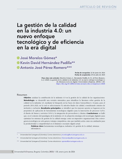 La gestión de la calidad en la industria 4.0: un nuevo enfoque tecnológico y de eficiencia en la era digital