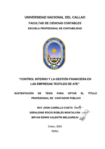 Control interno y la gestión financiera en las empresas textiles de Ate