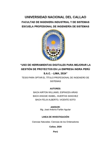 Uso de herramientas digitales para mejorar la gestión de proyectos en la empresa Indra Perú S.A.C. - Lima, 2024