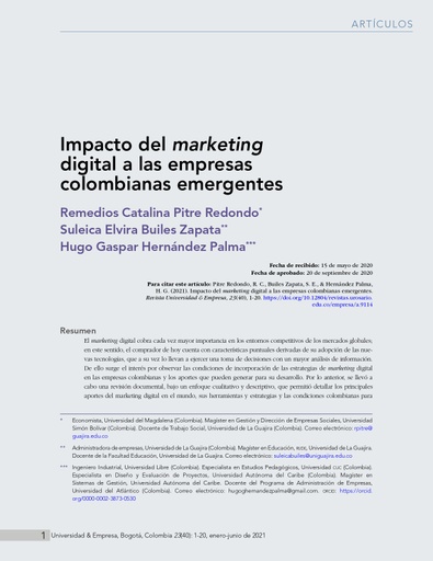 Impacto del marketing digital a las empresas colombianas emergentes