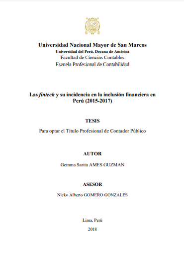 Las fintech y su incidencia en la inclusión financiera en Perú (2015-2017)