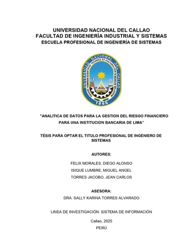 Analitica de datos para la gestion del riesgo financiero para una institucion bancaria de Lima