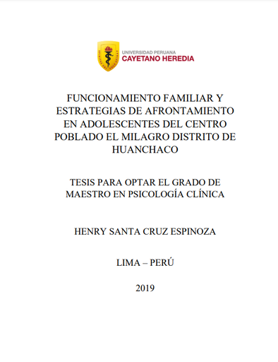 Funcionamiento familiar y estrategias de afrontamiento en adolescentes del Centro Poblado El Milagro distrito de Huanchaco