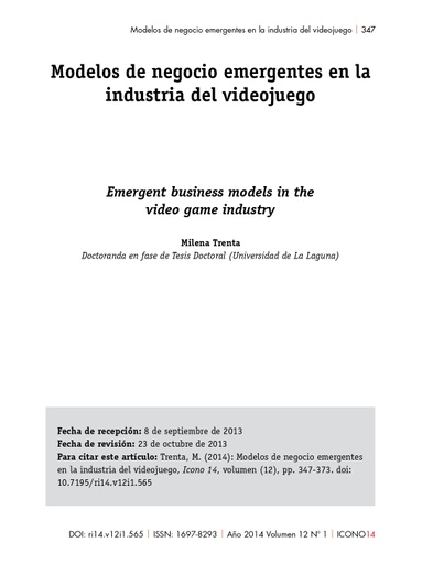 Modelos de negocio emergentes en la industria del videojuego
