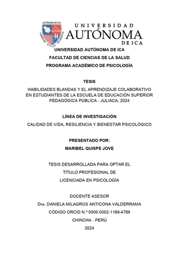 Habilidades blandas y el aprendizaje colaborativo en estudiantes de la Escuela de Educación Superior Pedagógica Pública - Juliaca, 2024