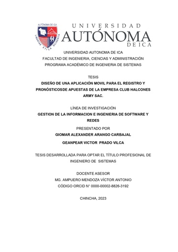 Diseño De Una Aplicacion Movil Para El Registro Y Pronosticos De Apuestas De La Empresa Club Halcones Army Sac.