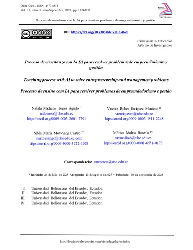 Proceso de enseñanza con la IA para resolver problemas de emprendimiento y gestión