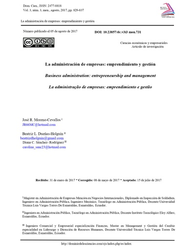 La administración de empresas: emprendimiento y gestión