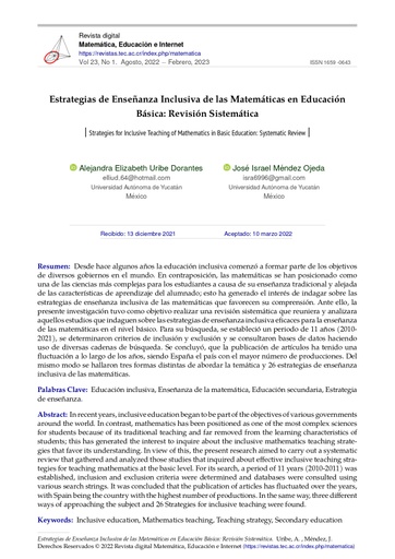 Revista Digital Matemática, Educación e Internet Vol. 23 No. 1