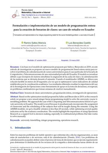 Revista Digital Matemática, Educación e Internet Vol. 22 No. 1