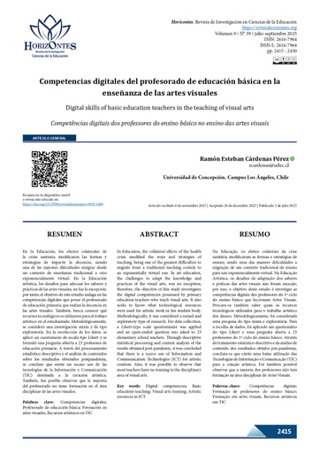 Revista de Investigación en Ciencias de la Educación, Horizontes Vol. 9 Núm. 39