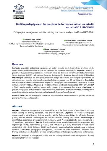 Revista de Investigación en Ciencias de la Educación, Horizontes Vol. 10 Núm. 41