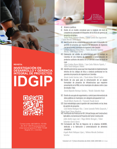 Revista Investigación en Desarrollo y Gerencia Integral de Proyectos Vol. 5 Núm. 1