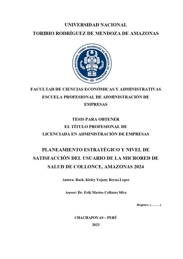 Planeamiento estratégico y nivel de satisfacción del usuario de la microred de salud de Collonce, Amazonas 2024
