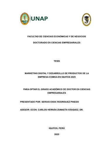 Marketing digital y desarrollo de productos de la empresa Comisa en Iquitos 2025
