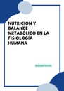 NUTRICIÓN Y BALANCE METABÓLICO EN LA FISIOLOGÍA HUMANA