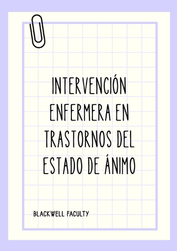 INTERVENCIÓN ENFERMERA EN TRASTORNOS DEL ESTADO DE ÁNIMO