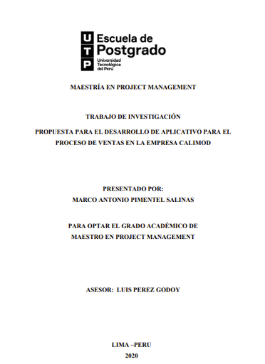 Propuesta para el desarrollo de aplicativo para el proceso de ventas en la empresa Calimod