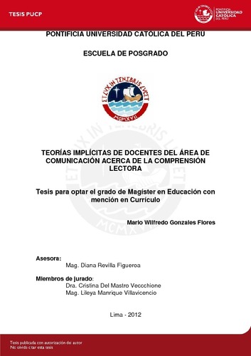 Teorías implícitas de docentes del área de comunicación acerca de la comprensión lectora