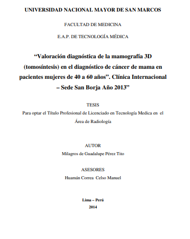 Valoración diagnóstica de la mamografía 3D