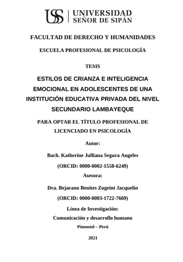 Estilos de crianza e inteligencia emocional en adolescentes de una institución educativa privada