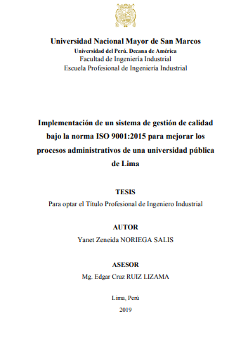 Implementación de un sistema de gestión de calidad bajo la norma ISO 9001