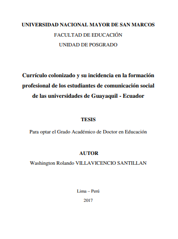 Currículo colonizado y su incidencia en la formación profesional de los estudiantes de comunicación social