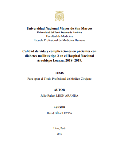 Calidad de vida y complicaciones en pacientes con diabetes mellitus tipo 2