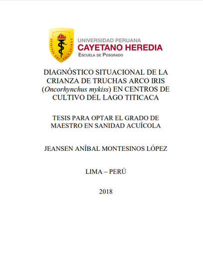 Diagnóstico situacional de la crianza de truchas arco iris (Oncorhynchus mykiss) en centros de cultivo del Lago Titicaca