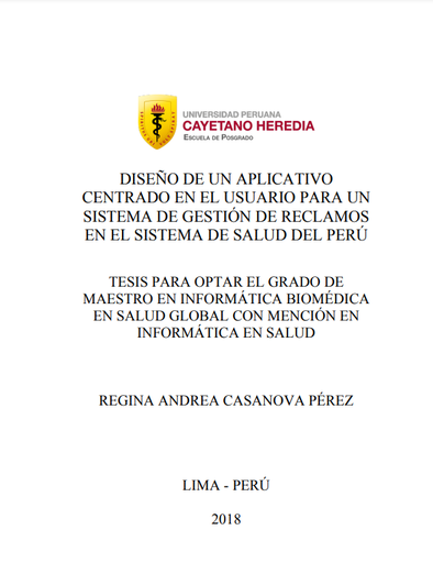 Diseño de un aplicativo centrado en el usuario para un sistema de gestión de reclamos en el sistema de salud del Perú