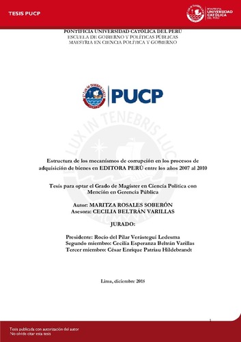 Estructura de los mecanismos de corrupción en los procesos de adquisición de bienes en Editora Perú
