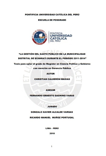 La gestión del gasto público en la municipalidad distrital de Echarati durante el periodo 2011-2014