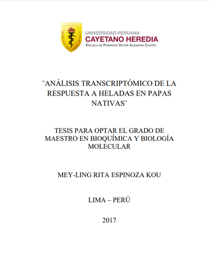 Análisis transcriptómico de la respuesta a heladas en papas nativas