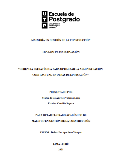 Gerencia estratégica para optimizar la administración contractual en obras de edificación