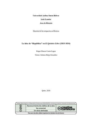 La idea de &quot;República&quot; en El Quiteño Libre (1833-1834)