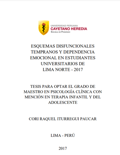 Esquemas disfuncionales tempranos y dependencia emocional en estudiantes universitarios de Lima Norte - 2017