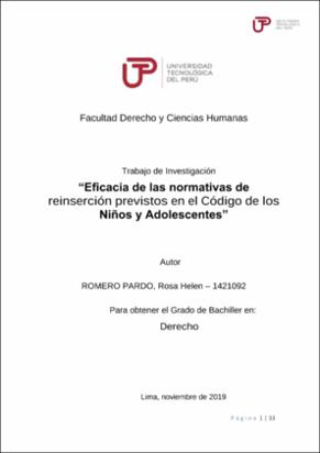 Eficacia de las normativas de reinserción previstos en el Código de los Niños y Adolescentes