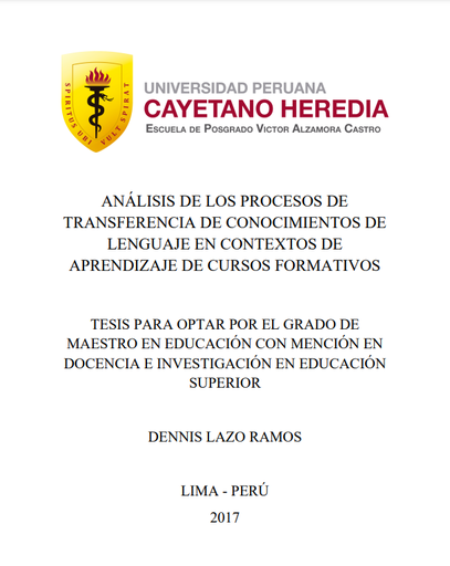 Análisis de los procesos de transferencia de conocimientos de lenguaje en contextos de aprendizaje de cursos formativos